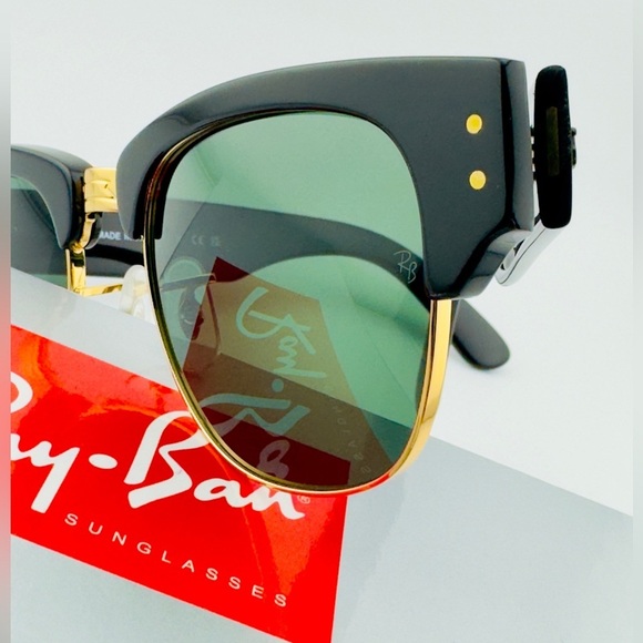 Ray-Ban Mega ClubMaster Sunglasses RB0316S Polished Black Frame Green Lenses main image 13